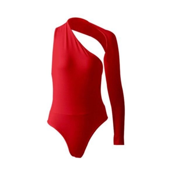 One Shoulder Women Irregular Bodysuit - Picture 6 of 7